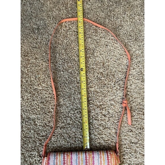 VERA Bradley Purse PINK CONFETTI STRIPE Flap Crossbody Vinyl Shoulder Ba… - Picture 11 of 12